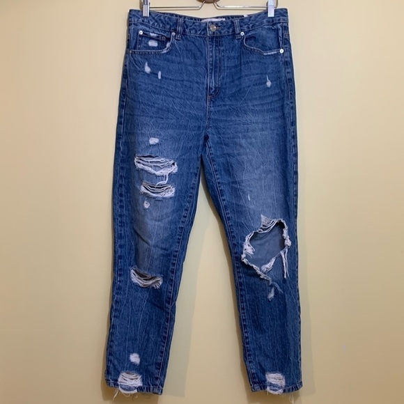 Garage | Blue Distressed 5 Pocket Zip Fly 100% Cotton Denim Jeans 13 - Picture 1 of 17